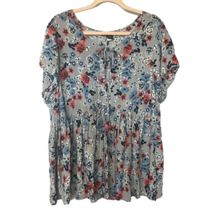 Torrid Floral Baby Doll Short Sleeve Blouse Top Women's Size 3X Plus Size
